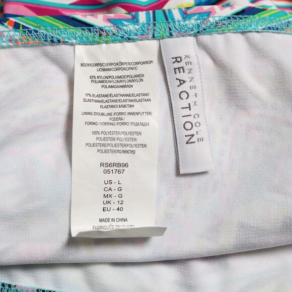 Kenneth Cole Bikini Bottom Tribal Print Shirred Hipster Sash Tab Swimwear Size L - Picture 6 of 9